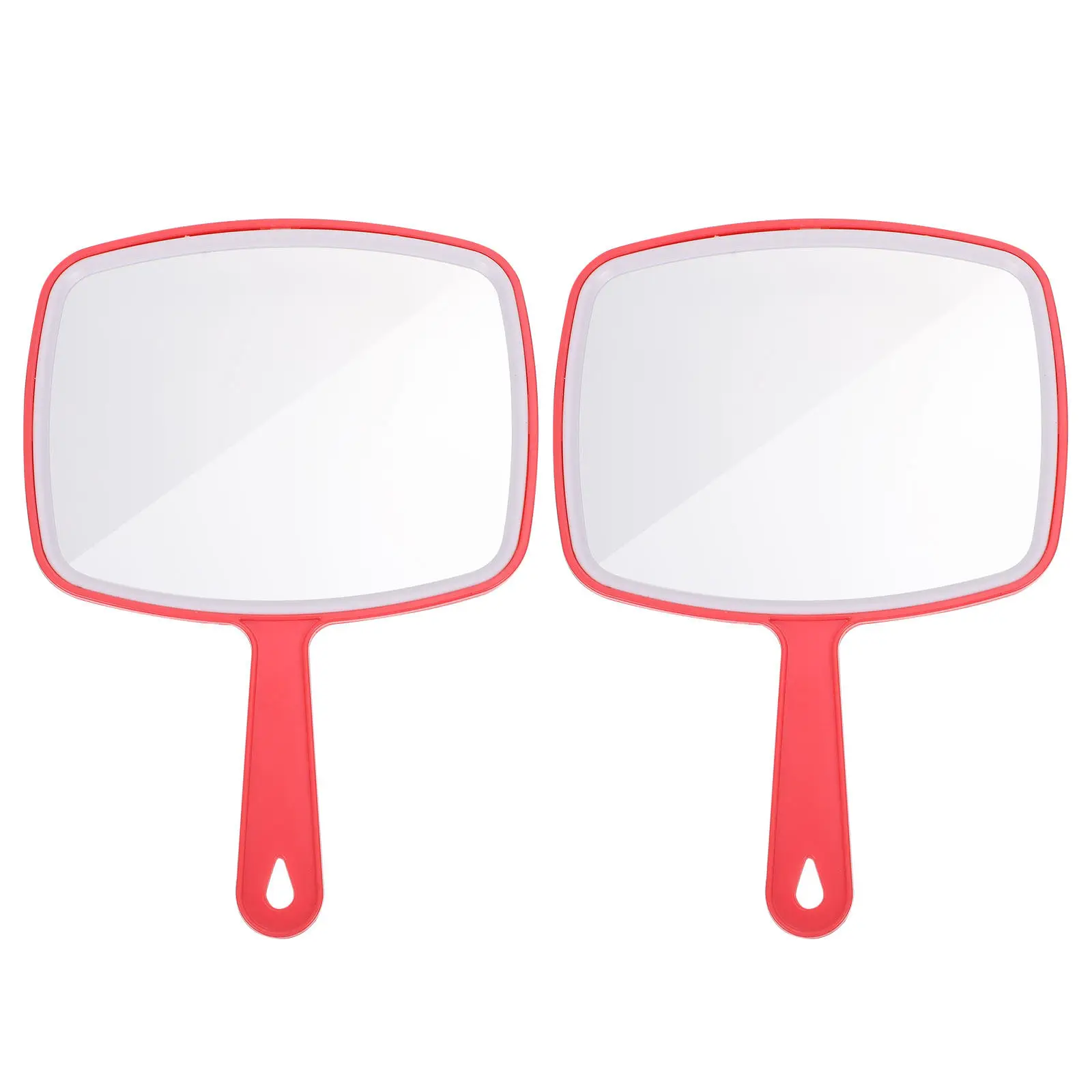 2Pcs Exquisite Women Makeup Mirror Plastic Handle Portable Mirror Lightweight Easy Carry Ergonomic Design Hd Clarity
