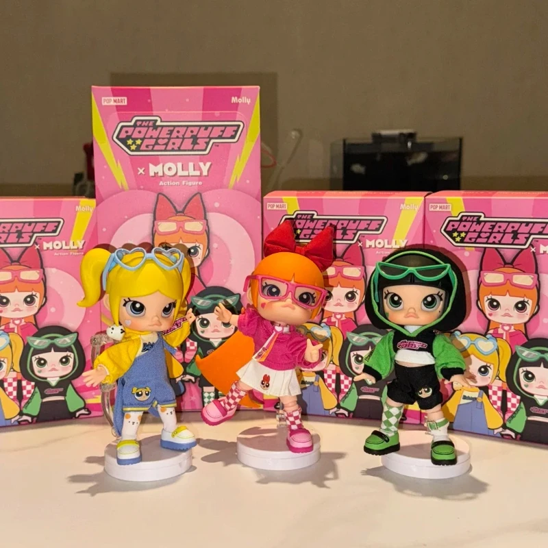 

POP MART Molly X The Powerpuff Girls Series Anime Blind Box Gift Joint Variable Action Figure Lucky Surprise Trend toy Gift