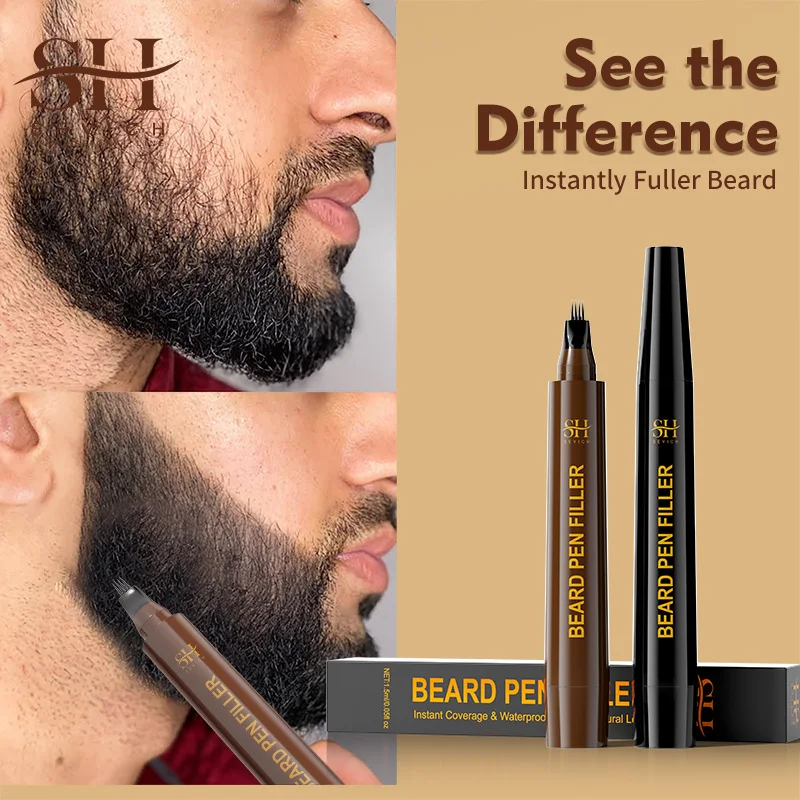Waterproof Beard Pen Beard  Filler Pencil And Brush Beard Enhancer  Lasting Repair Moustache Coloring Shaping Tools Hair Pencil