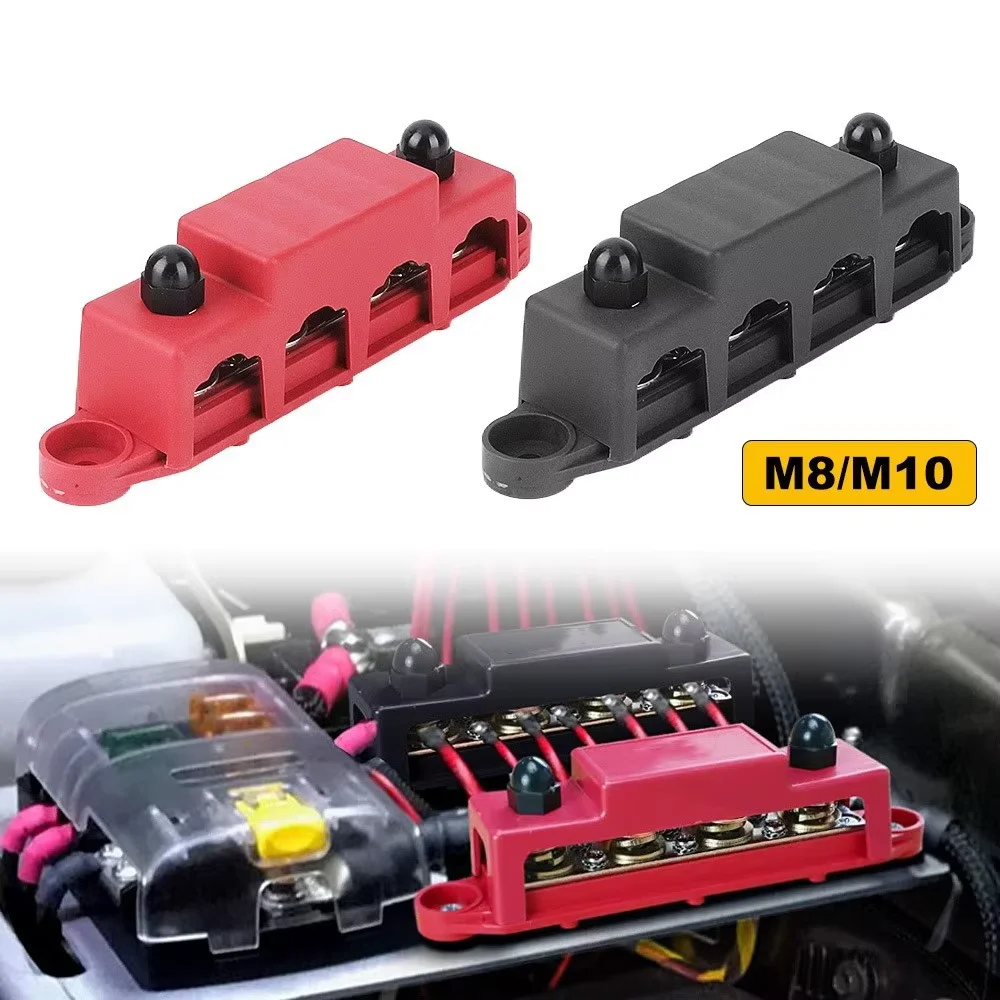 Heavy Duty Copper Bus Bar, 12V 24V 250A Marine Grade Power Distribution Block for Battery Inverter Solar System