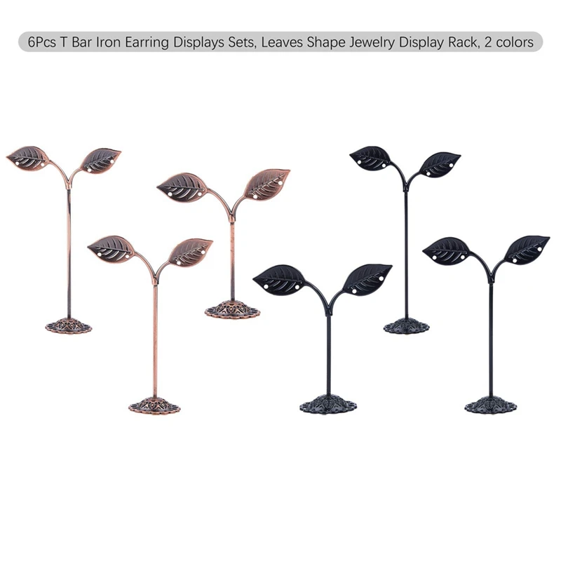 6Pcs Leaf Shape T Shape Earring Display Stand Jewelry Organizer For Retail Photography Prop