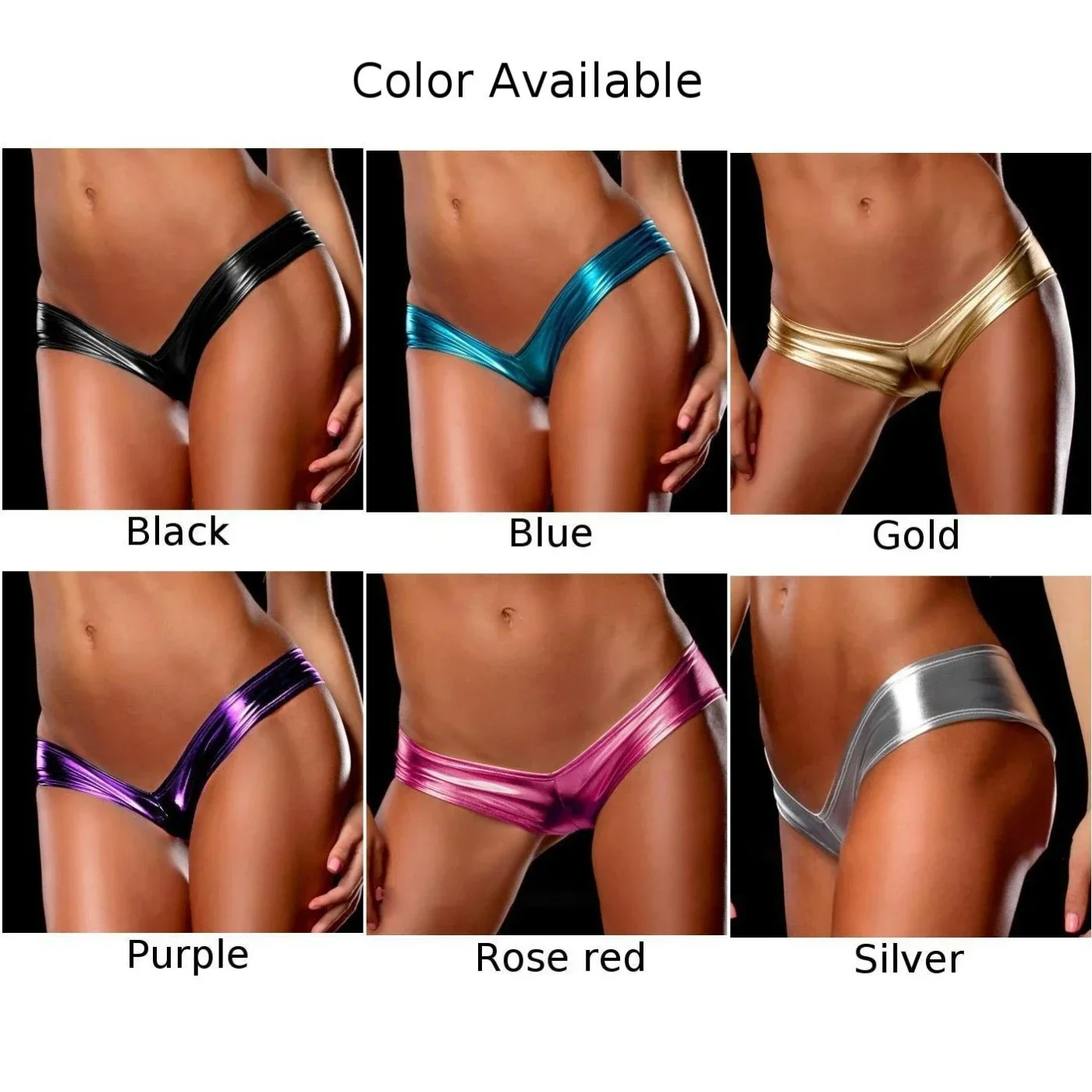 Underpant Knicker Underpants Brief Briefs Patent Leather Women\'s Thong Panties Low Waist Underwear in Solid Colors