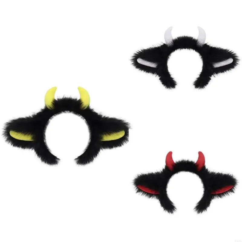 

L5YC Furry Costume Horn Headgear Halloween Dressing Up Accessory Practical Photography Prop Horn Headbands For Different Ages