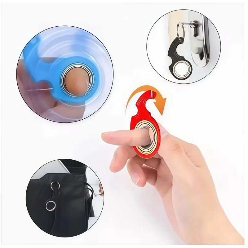 Creative Keychain Spinner Fidget Toy with Key Ring Cool EDC Stuff Anxiety ADHD Stress Relief Toys for Teens Boys Girls Adults
