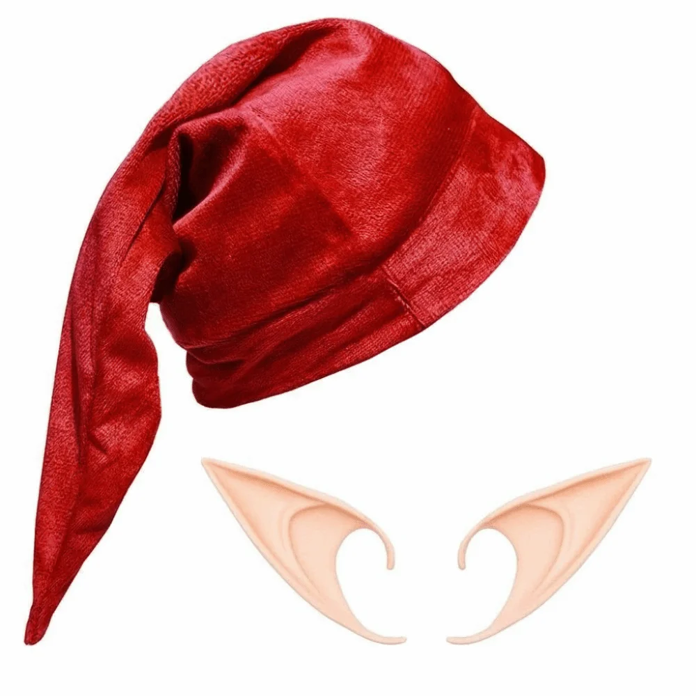 Dress Up Long Pointed Halloween Elf Accessory Set Velvet Soft Elf Ears Realistic Latex Green Pixie Headwear Renaissance Fair