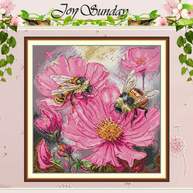 Honey Blossoms Patterns Counted Cross Stitch Set DIY 11CT 14CT 16CT HD Stamped DMC Cross-stitch Kit Embroidery Needlework Crafts