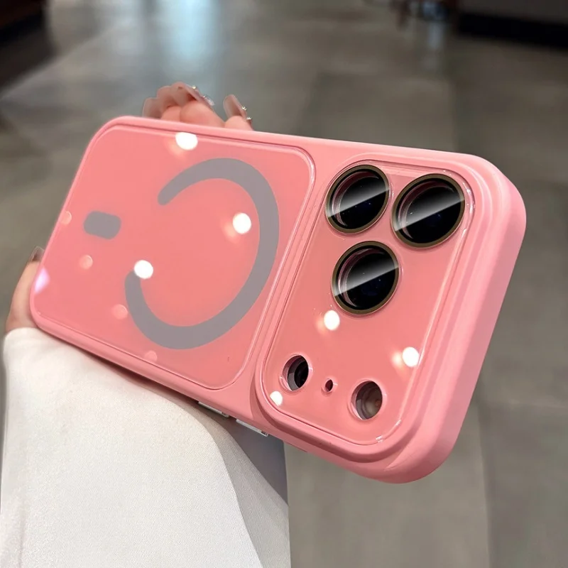 Silicone Bumper Magnetic For Magsafe Glass Phone Case For iPhone 17 16 13 14 15 Pro Max Cover with Smart Camera Photo Button