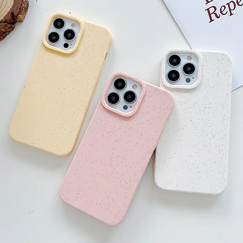 Biodegradable Environmentally Friendly Wheat-colored Case for IPhone 16 15 14 13 11 12 Pro Max X XR Xs Max 7 8Plus  Soft Cover