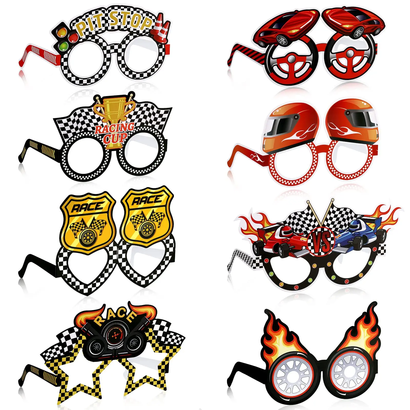 

12 Pack Race Car Party Favors Racing Paper Glasses Car Sunglasses Theme Birthday Photo Props Racing Party Supplies Goody Fillers