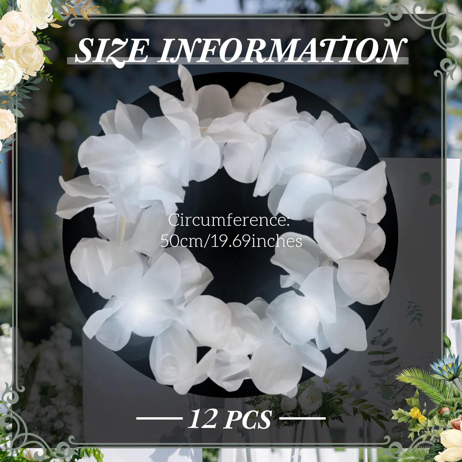 12-48Pcs LED Hawaiian Leis White Floral Headband Light Up Flower Crown for Women Luau Party Beach Wedding Supplies
