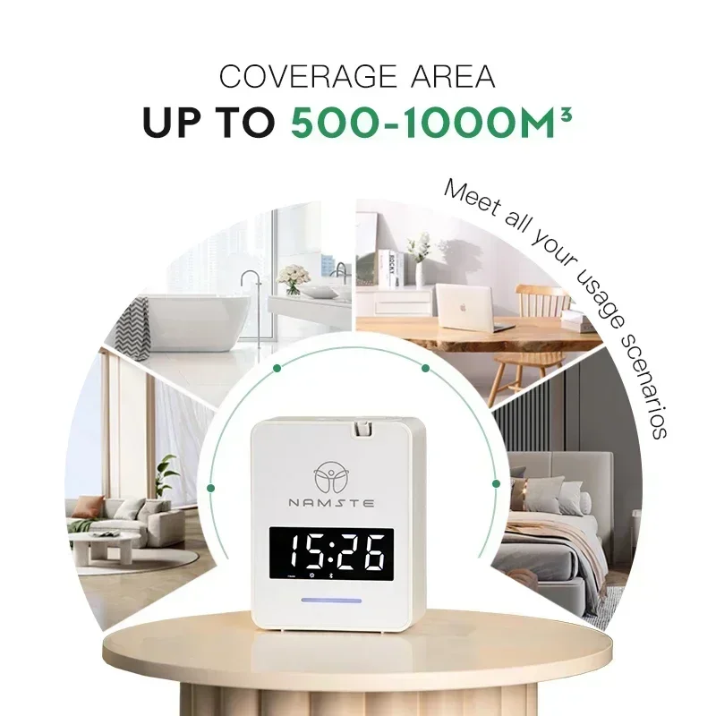 Electric Aromatic Oasis Essential Oil Bluetooth Air Freshener Machine NAMSTE 1000m³ Hotel Home Aroma Diffuser With Clock Smart