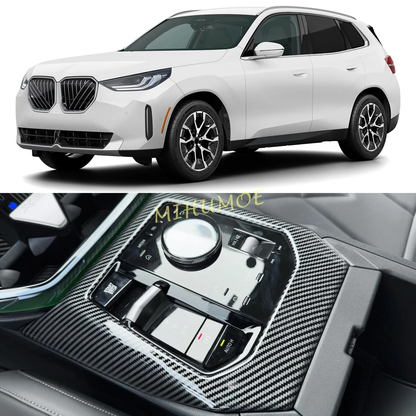 

For BMW X3 G45 2025 2026 Interior Gear Shift Panel Cover Sticker Carbon Fiber Look Car Styling