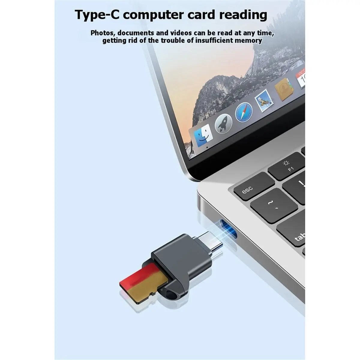 Type-C 2.0 Mini TF Card Reader External Storage Portable USB-C Adapter Compact and Stretchable Design for Data Transfer