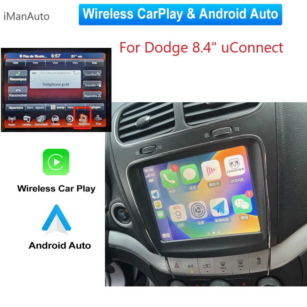 Wireless CarPlay Module Android Auto Interface For Chysler 300C Dodge 8.4 inch Charger 12-16 Car Play