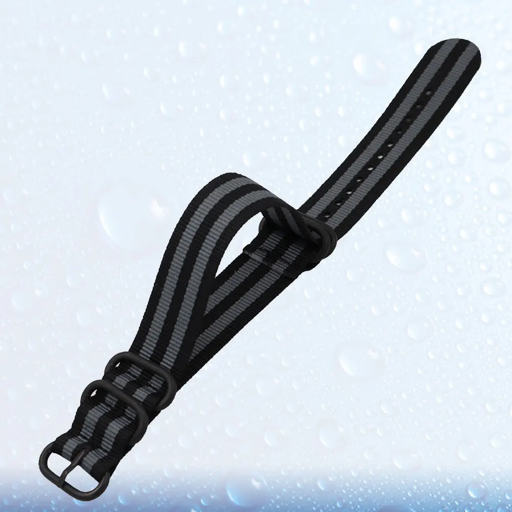 

Nylon Canvas Watch Strap Stripe Comfortable Replacement For Men Black Band Simple Design Durable Smooth Texture Gift For Husband