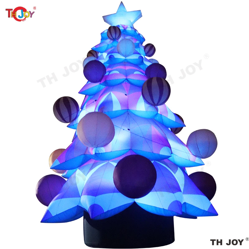 Albero di Natale gonfiabile gigante all'aperto da 40 piedi con palline multicolori e stelle Decorazione per feste Palloncino gonfiabile per alberi di Natale