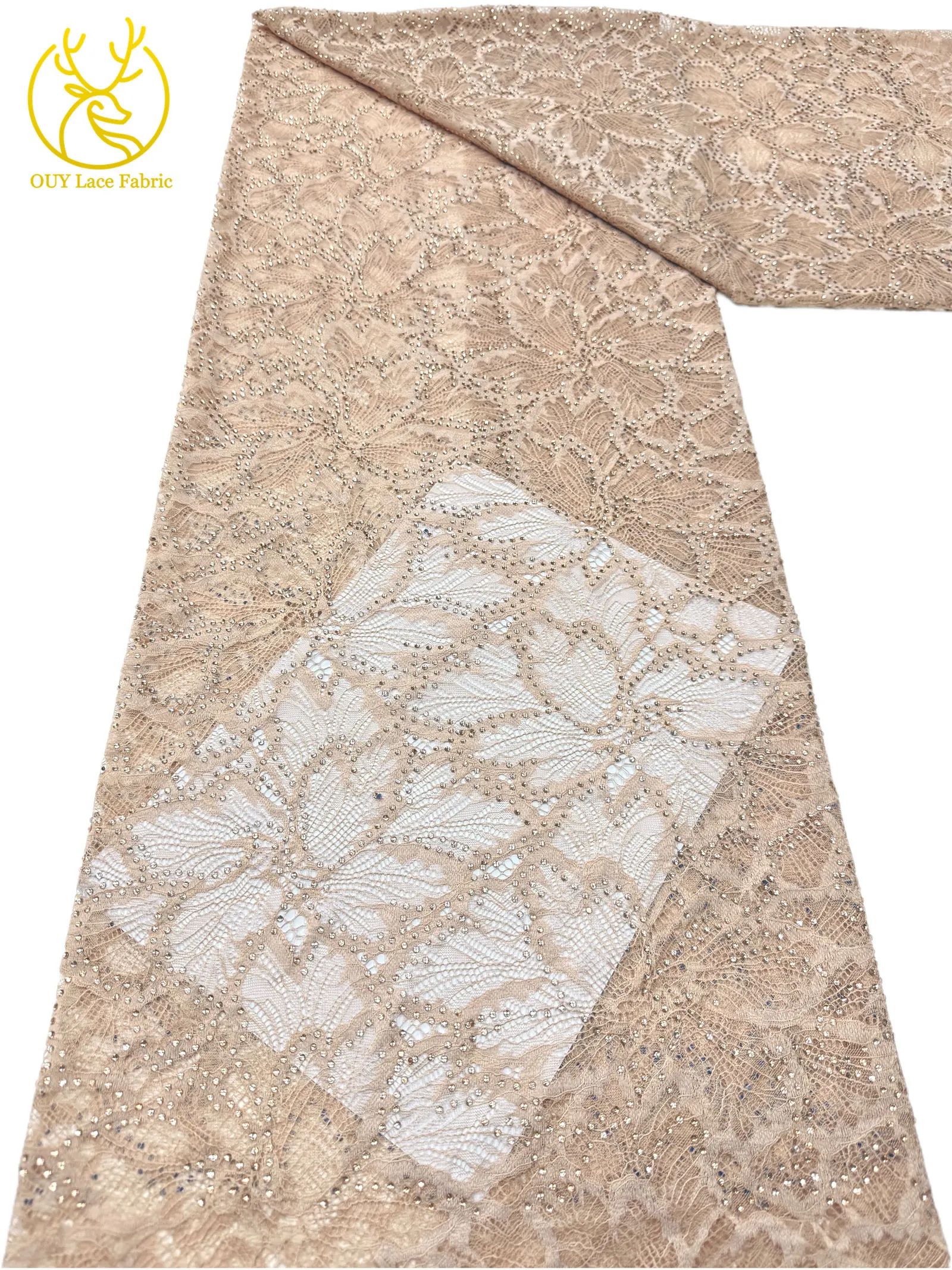 Nigerianischer Glasdiamant-Tüll-Spitzenstoff, französische Pailletten-Spitze, afrikanischer Spitzenstoff für Partykleid, Hochzeitskleid, 5 Yards – Detail 13