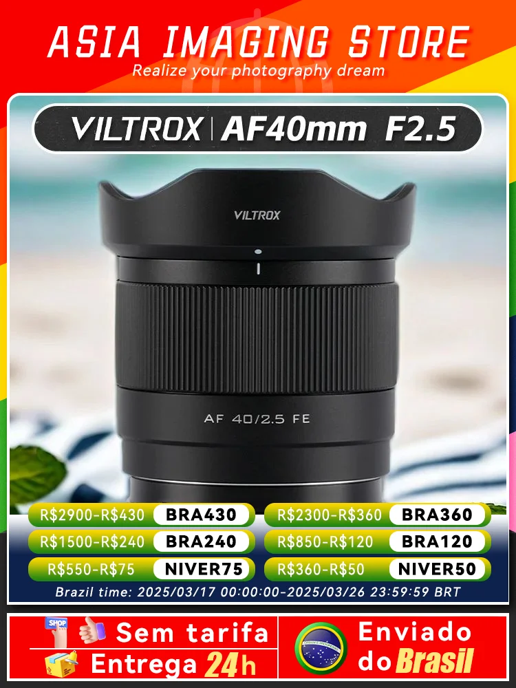 【 Do Brasil 】Viltrox AF 40mm F2.5 Auto Focus Full-Frame  Camera Lens for Nikon Z A7 A7II A7III A7IV  A7SIIZF ZFC Z6 Z7 II 40 2.5