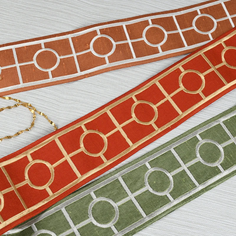 

6.5cm Wide Sewing Webbing Embroidery Ribbon Embroidered Lace Bedding Curtain Pillow Clothing Accessories DIY Material Woven Trim