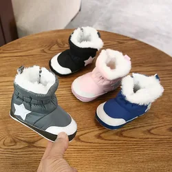Herfst En Winter Baby Katoenen Schoenen Voor Zowel Mannelijke Als Vrouwelijke Baby 'S Zachte Zolen Rits Dikke Leren Stap Katoenen Schoenen