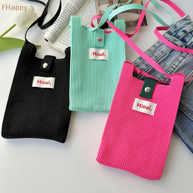 Mini Knitted Crossbody Bag Korean Shoulder Bag Reusable Shopping Mobile Phone Bag Women Handbag