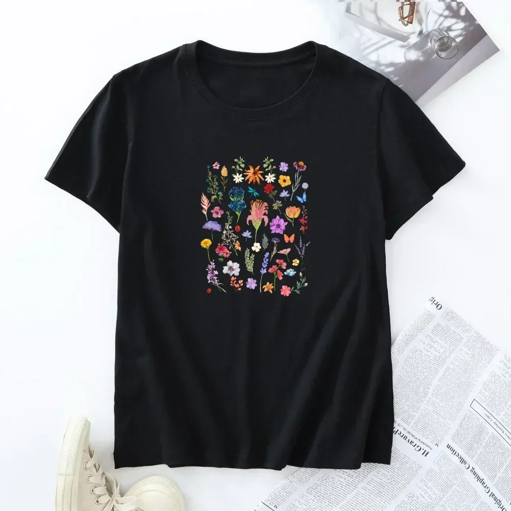 Plus Size Women T-shirt 100% Cotton Woman Tees Short Sleeve Tshirt Summer Women's Tops Female Clothes 2024 New Graphic T Shirt