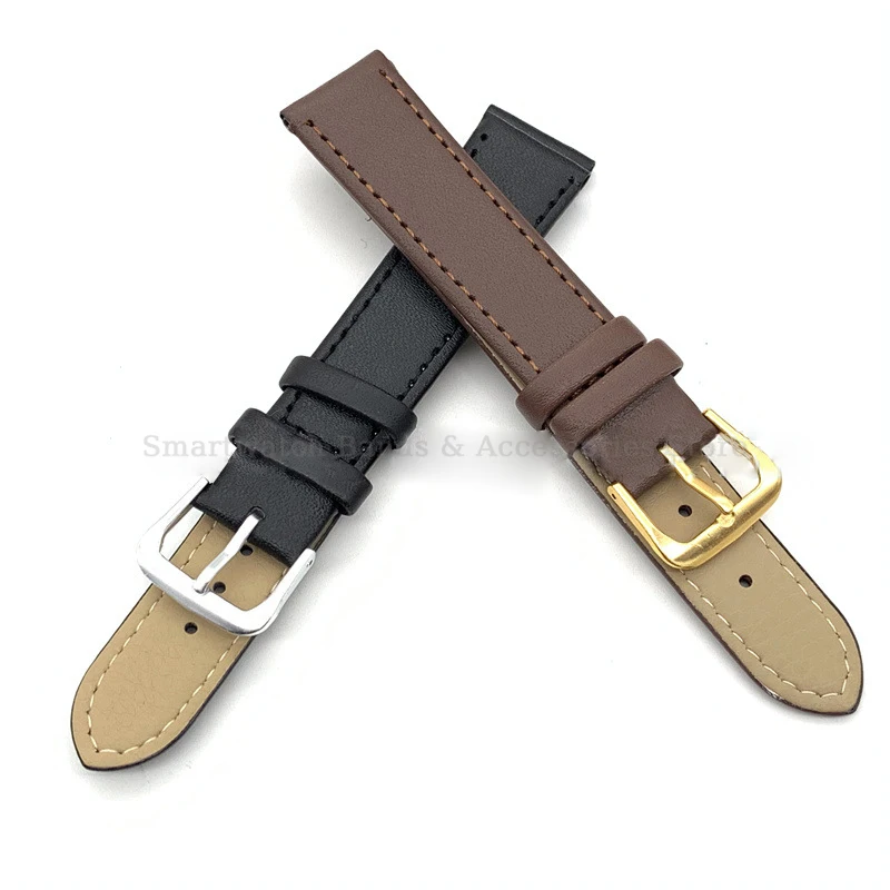 10mm 12mm 14mm 16mm 18mm 20mm 22mm PU Leather Watch Strap for Men Women Bracelet Black Brown White Wrist Band Metal Watch Buckle