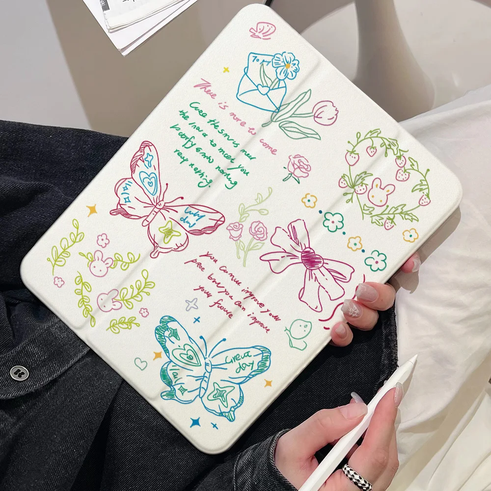 Colorful Bow Flowers Table Case For Apple iPad 10.2 Pro 10.5 Air 1 2 3 4 5 10.5 mini 6 7 11in Pro 11 Air 11 Pro 13 9.7inch Cover