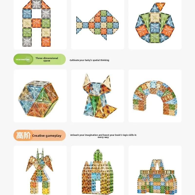 Magnetic Building Tiles Nature-Themed Puzzle Blocks 3D Magnetic Toys for Kids Strong ABS Core Double-Layer Reinforced Safe
