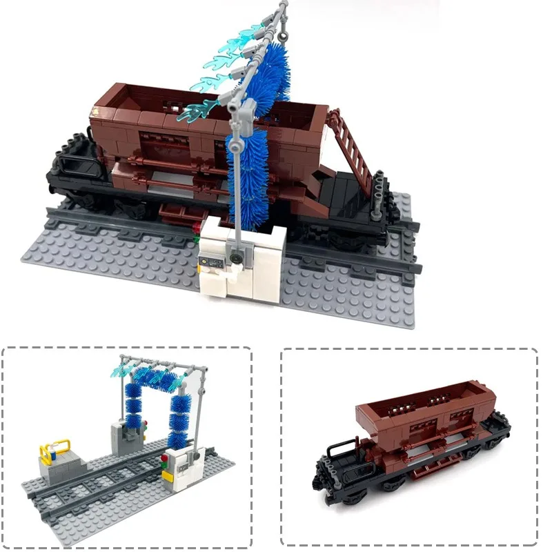 

Scene Train Railway Wash Station Model Technology Building Blocks Parts Rinse Brush Train Carriage Assembly MOC Bricks Toy Gifts