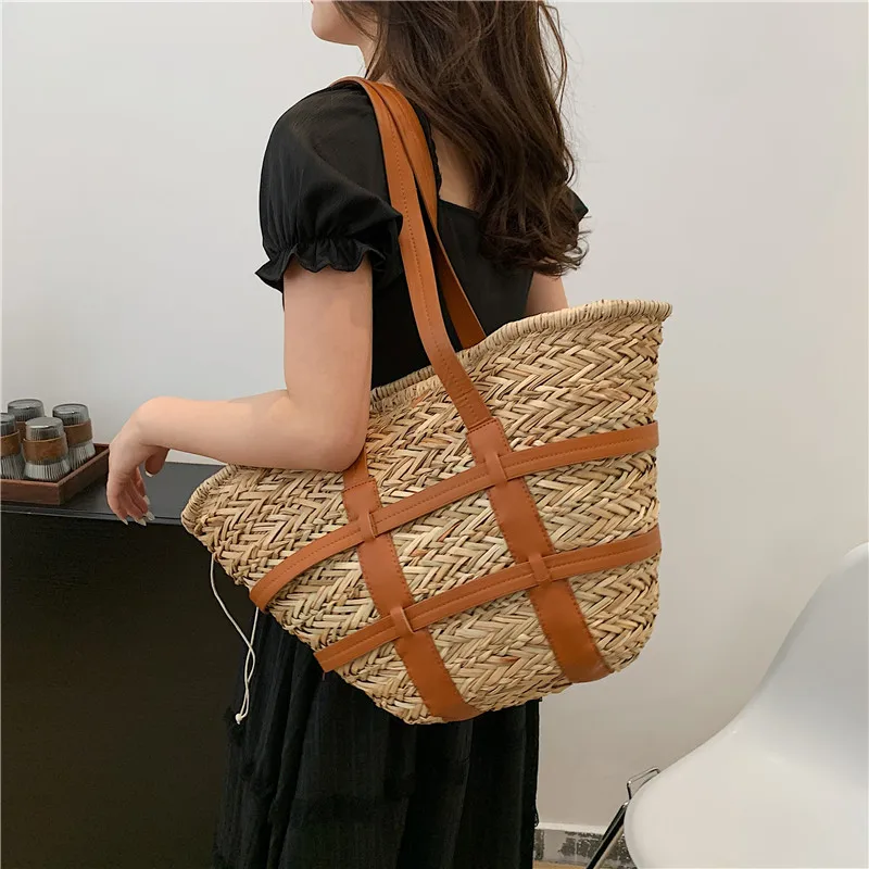 2024 New Designer Straw Bag Bohemian Beach Shoulder Bag Fashion Handmade Wove Bag Handbag Large Capacity Raffia Tote Bag Travel