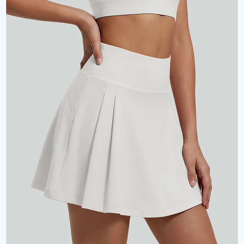 Summer Hot Sale New Pleated Skirt Women Squat Proof Yoga Skirt with Hidden Pocket Comfortable Soft High Waist Sports Skirt