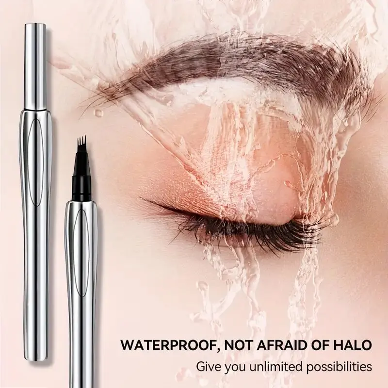 2-piece set, waterproof and sweat resistant four pointed eyebrow pencil+double head eyebrow brush spiral brush - long-lasting an