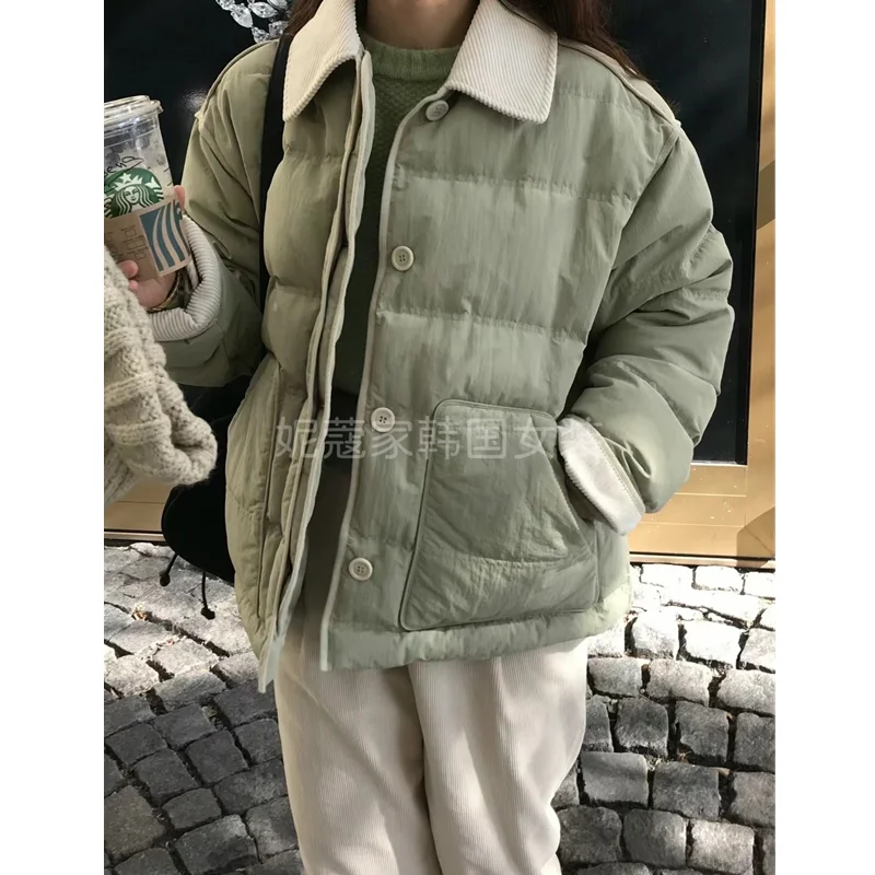 Winter Frauen Daunen puffer Jacken Baggy Verdickung warmen Flip Kragen koreanische lange Kleidung Boutique Kleidung Baumwolle gepolsterte Mäntel