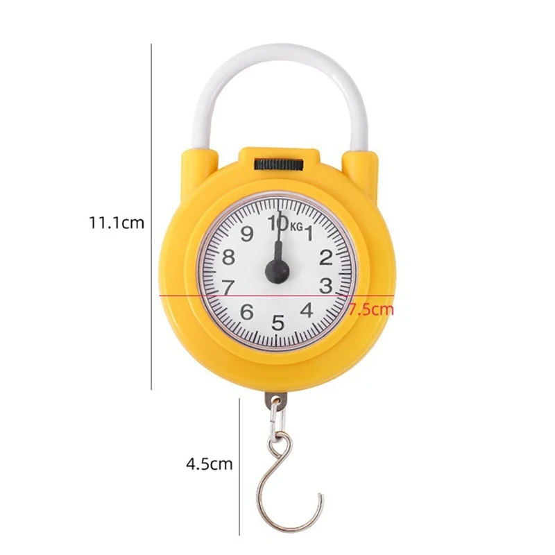 10Kg Portable Mechanical Dial Scale Hanging/Fish/Kitchen Scale Hanging Hook Multi-Purpose Scale For With Tape Meas