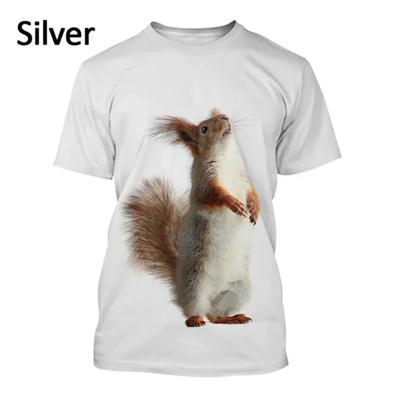 New Hot Sale Squirrel 3D Printed Cute Animal Graphic Funny T-Shirts Unisex Casual Fashion Short Sleeve T Shirts Streetwear Tops