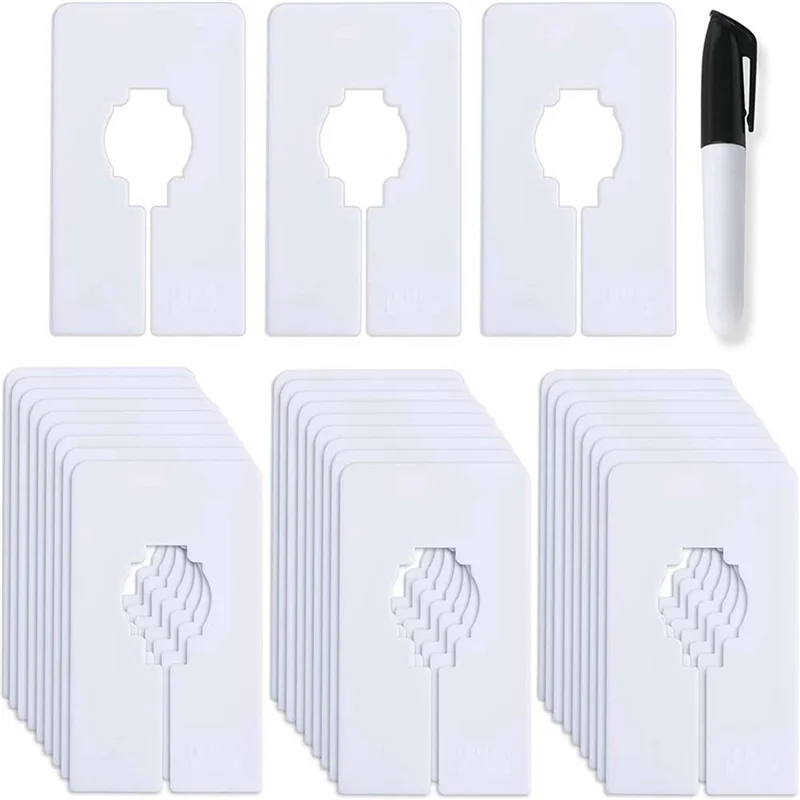 Ensemble de 30 Synchronisateurs de Placard Blanc avec Marqueur, Rectangle, Taille de Vêtement