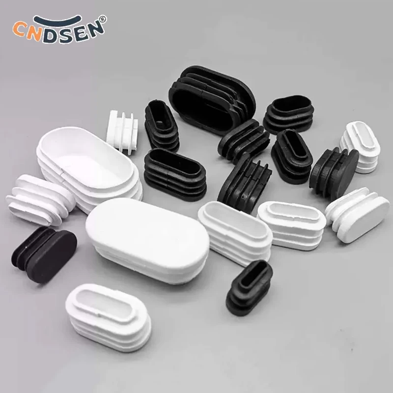 Oval lonjong tabung akhir topi hitam/putih Blanking Plug pipa sisipan kaki meja plastik debu steker aksesoris furnitur