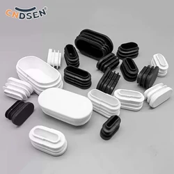 Oval Oblong Tubes End Caps Black/White Blanking Plugs Pipe Inserts Table Feet Chair Plastic Dust Plug Furniture Accessories