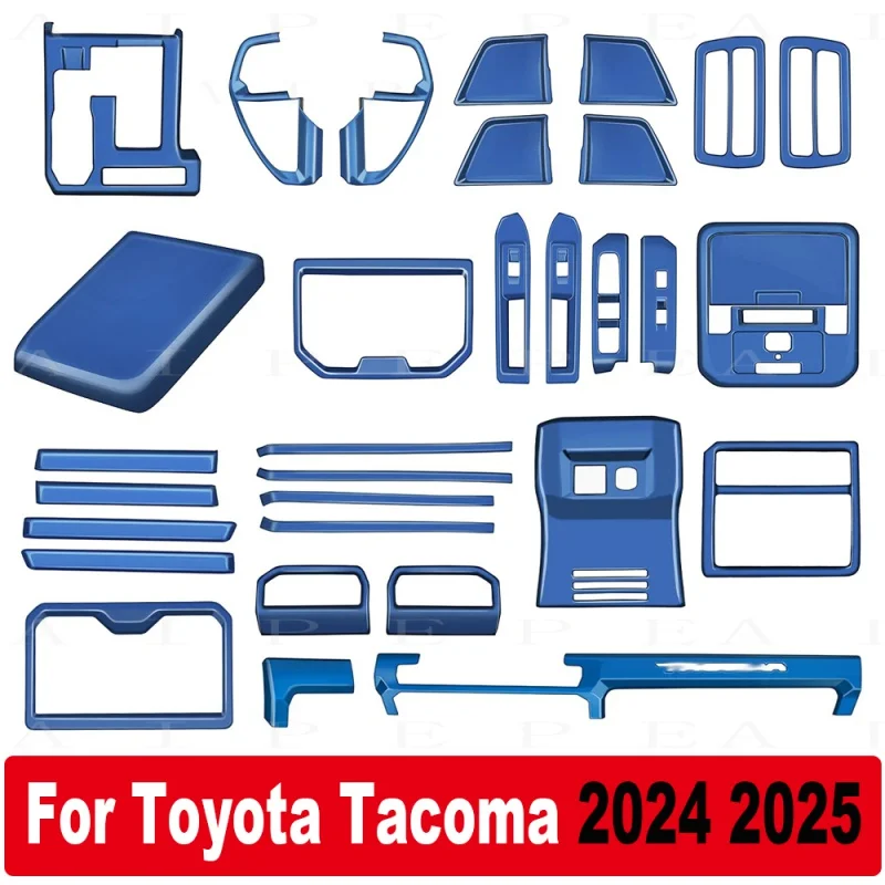 For Toyota Tacoma 2024 2025 ABS Blue interior Accessories Car Air Condition Outlet Console Gear Shift Head Window Lift Trim