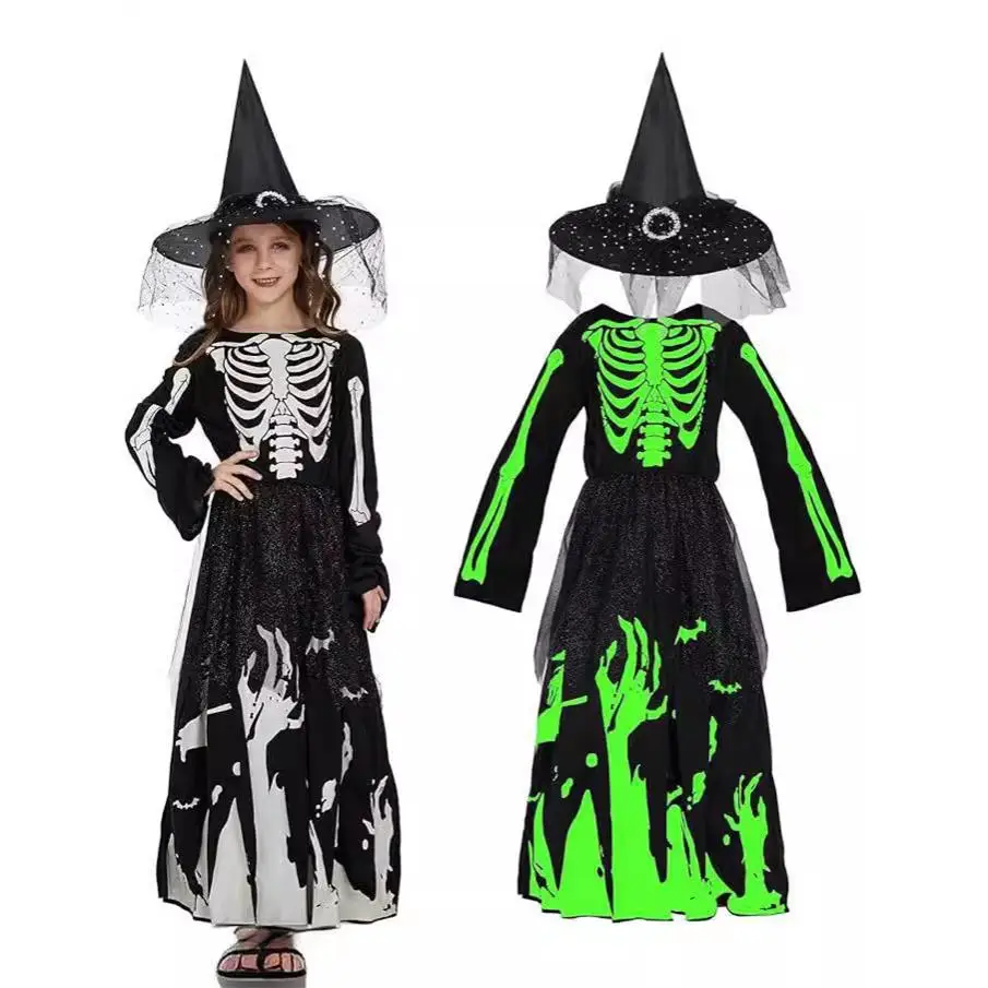 

Светящийся костюм скелета, женский костюм для косплея на Хэллоуин для девочек, костюм скелета Dr Night Glow Death Godd