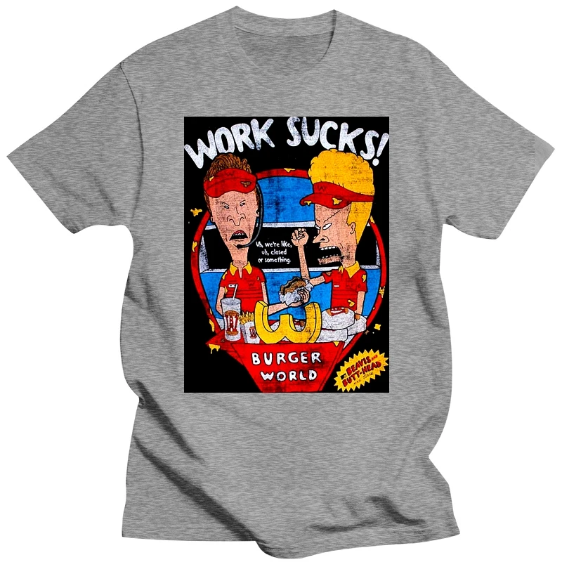 Men Funny T Shirt Women Cool Tshirt Beavis Butthead Work Sucks Fashiont funny t-shirt men teeshirt