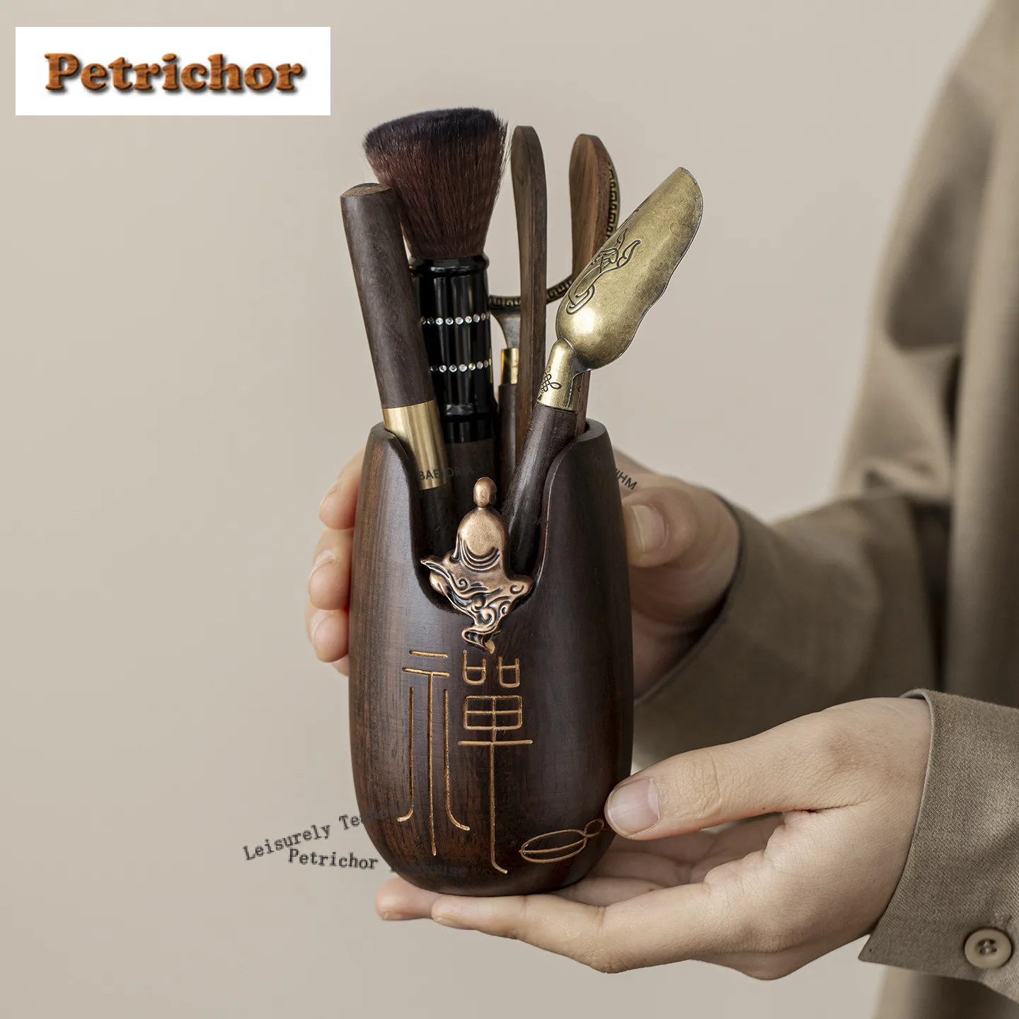 Ebony Wood Tea Six Gentlemen Retro Bamboo Tea Leaf Sticks Spoon Tea Tool Set Teaware Utensils Teaset Equipment Ornaments Craft