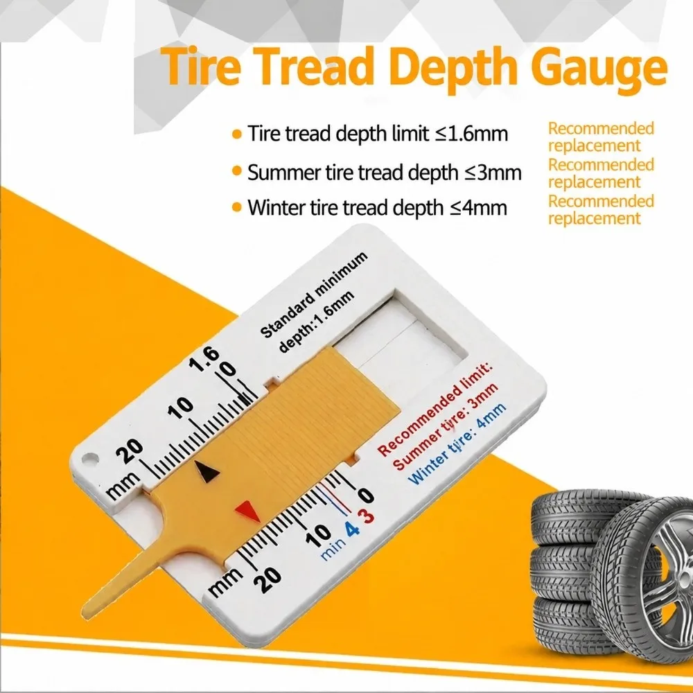 0-20mm Tire Tread Depth Gauge Depth Indicator Thickness Measurement Tread Depthometer Measuring Scale Plastic