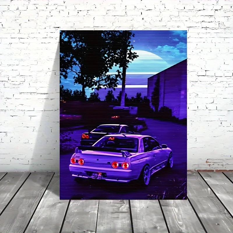 Retro Japanese Car Art Canvas Print Frameless Wall Decor Home Bedroom Living Room 12x16 Inches Office Waterproof Room Decoration