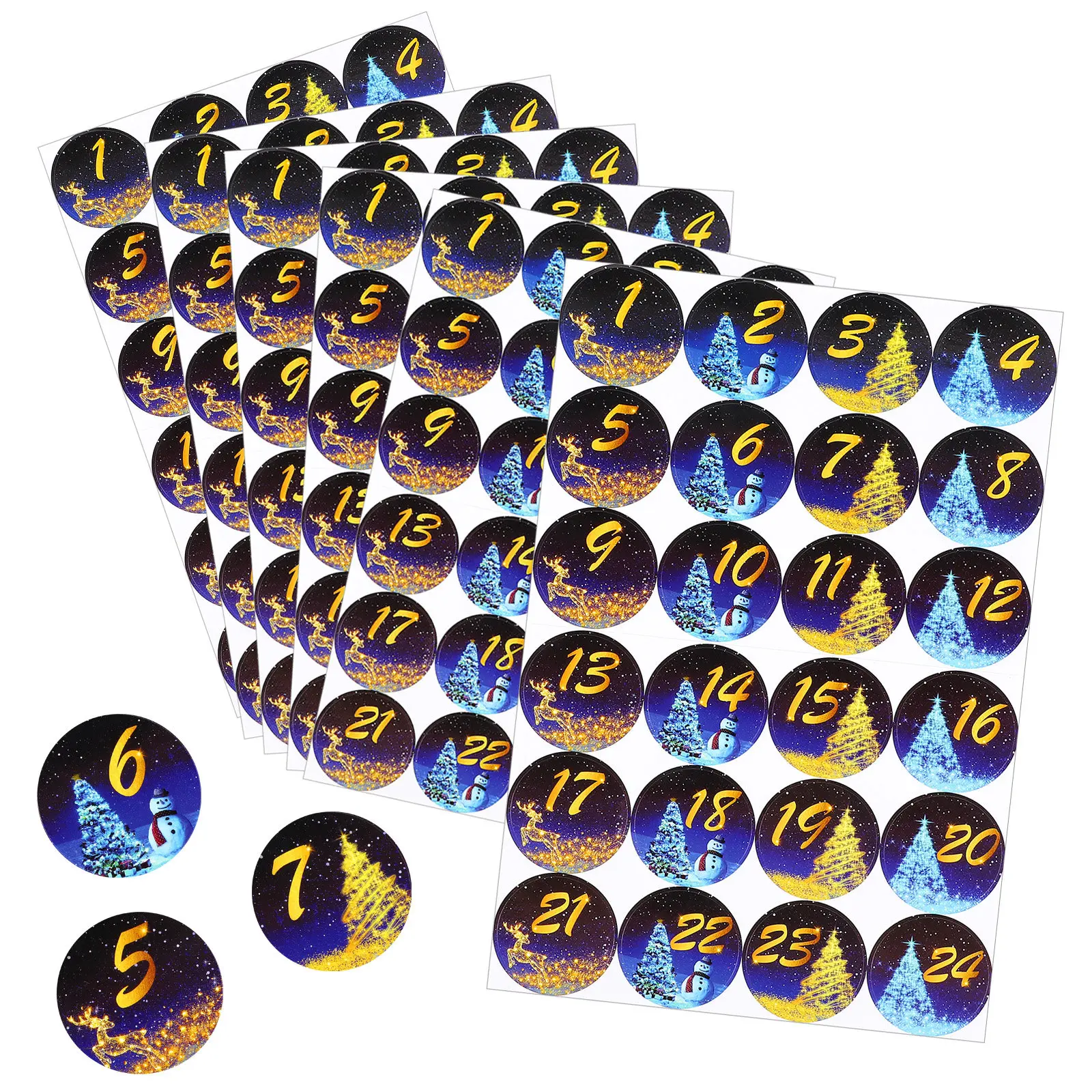 

6 листов цифровых рождественских наклеек, самоклеящиеся, съемные, с прочным клеем, для праздничной упаковки подарков, поделок своими руками, детских вечеринок