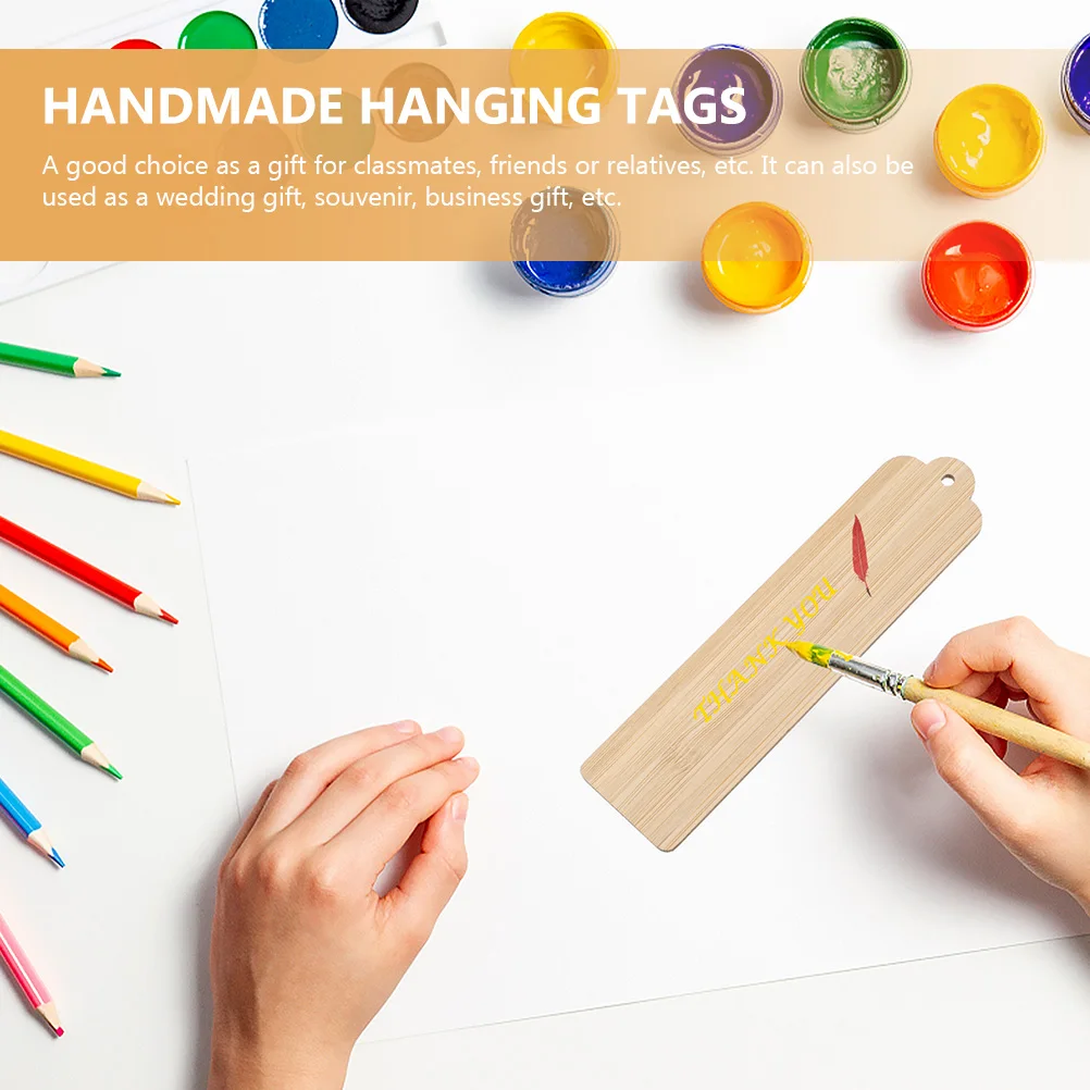 

10pcs Bookmarks Wooden Blank Markers Unfinished Page Carving Hanging Tags for Students Readers Gifts