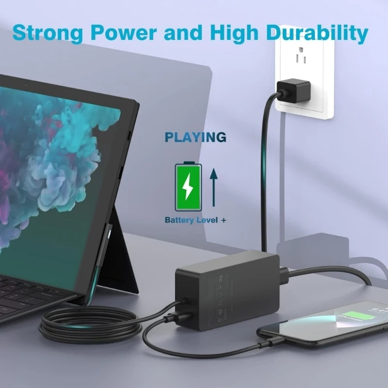 Power Adapter Converters Charging Adapter 65W 15V 4A Wall Plug Charging Cable Replacement for 3 4 5 6 7 Laptops Accessory F19E
