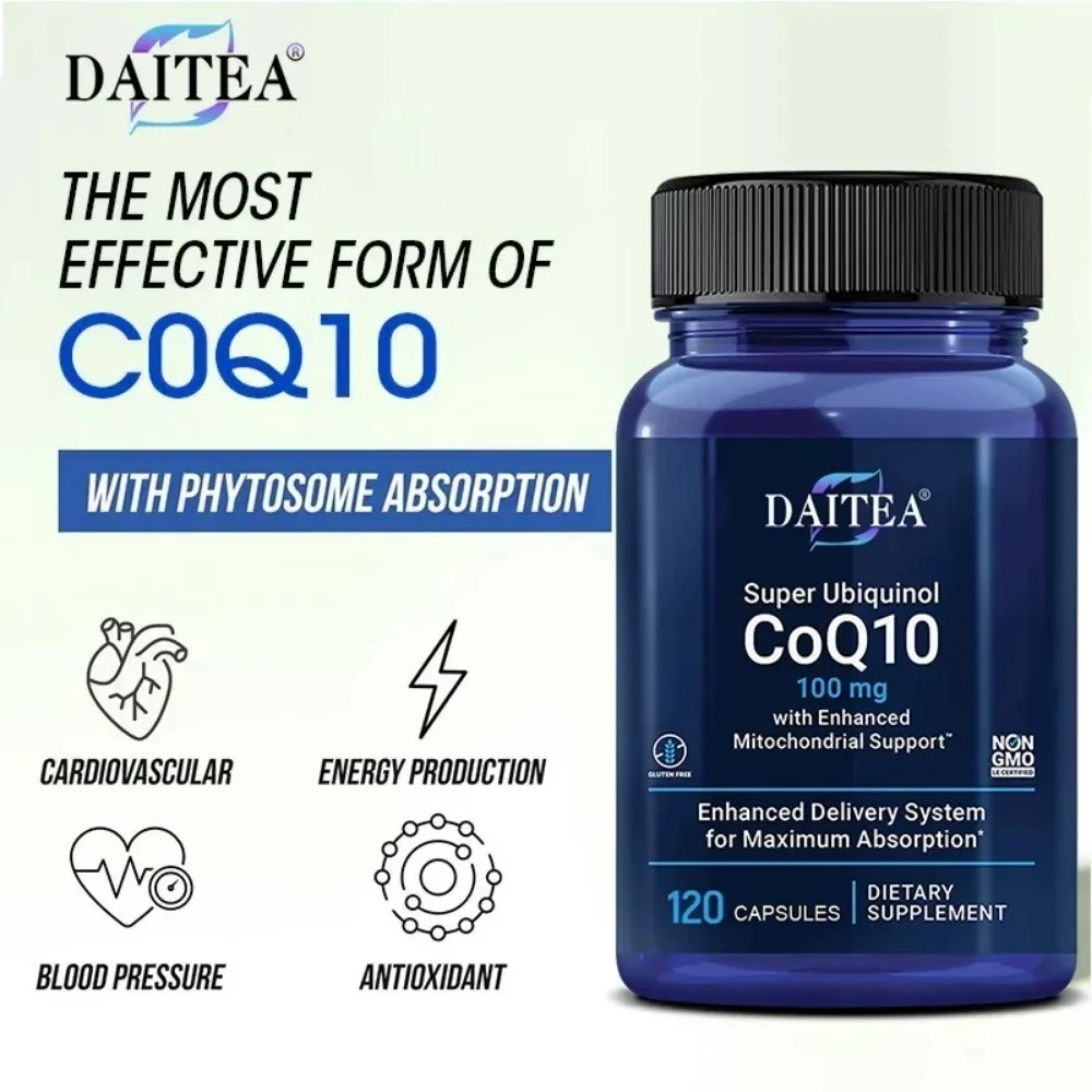 CoQ10 Ubiquinol Capsules, Promotes Heart Health and Cellular Energy Production, Antioxidant Support, Non-GMO