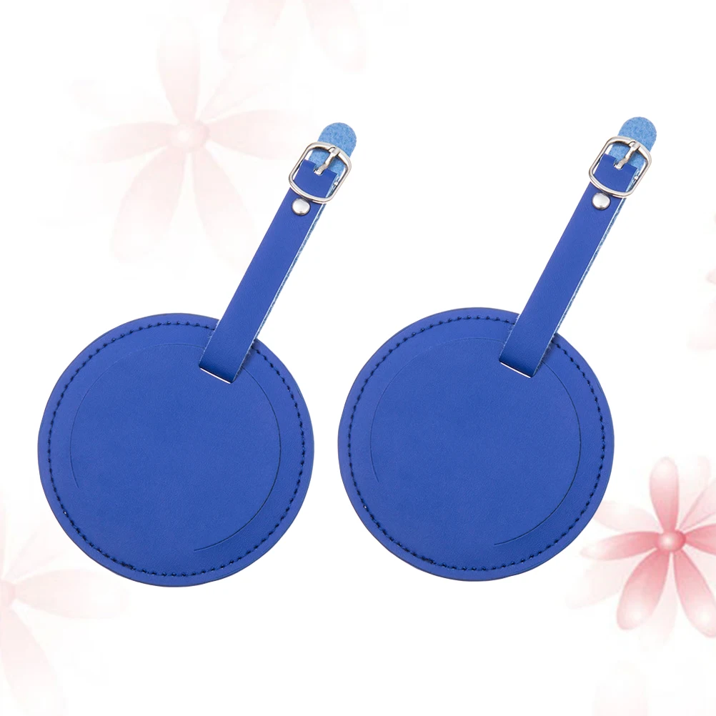 

2 Pcs PU Luggage Tag Round ID Suitcase Airplane Travel Durable Practical Baggage Identifier Name Card Strap Fits Any